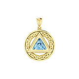 Celtic AA Symbol Solid Yellow Gold Pendant with Gemstone GPD326 by GPD326