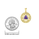Celtic AA Symbol Solid Yellow Gold Pendant with Gemstone GPD326 by GPD326