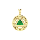 Celtic AA Symbol Solid Yellow Gold Pendant with Gemstone GPD326 by GPD326