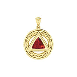 Celtic AA Symbol Solid Yellow Gold Pendant with Gemstone GPD326 by GPD326