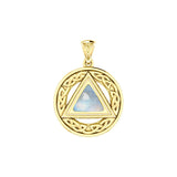 Celtic AA Symbol Solid Yellow Gold Pendant with Gemstone GPD326 by GPD326