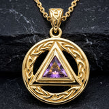 Celtic AA Symbol Solid Yellow Gold Pendant with Gemstone GPD326 by GPD326