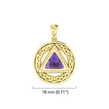 Celtic AA Symbol Solid Yellow Gold Pendant with Gemstone GPD326 by GPD326