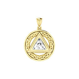 Celtic AA Symbol Solid Yellow Gold Pendant with Gemstone GPD326 by GPD326