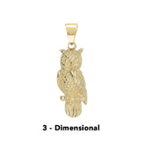 The Horned Owl 3-Dimensional Solid Gold Pendant GPD4586