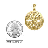 Celtic Trinity Quaternary Knot Solid Gold Pendant GPD4637 - Jewelry