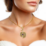 The Reiki Cho Ku Rei Solid Yellow Gold Pendant with Gemstone GPD4923