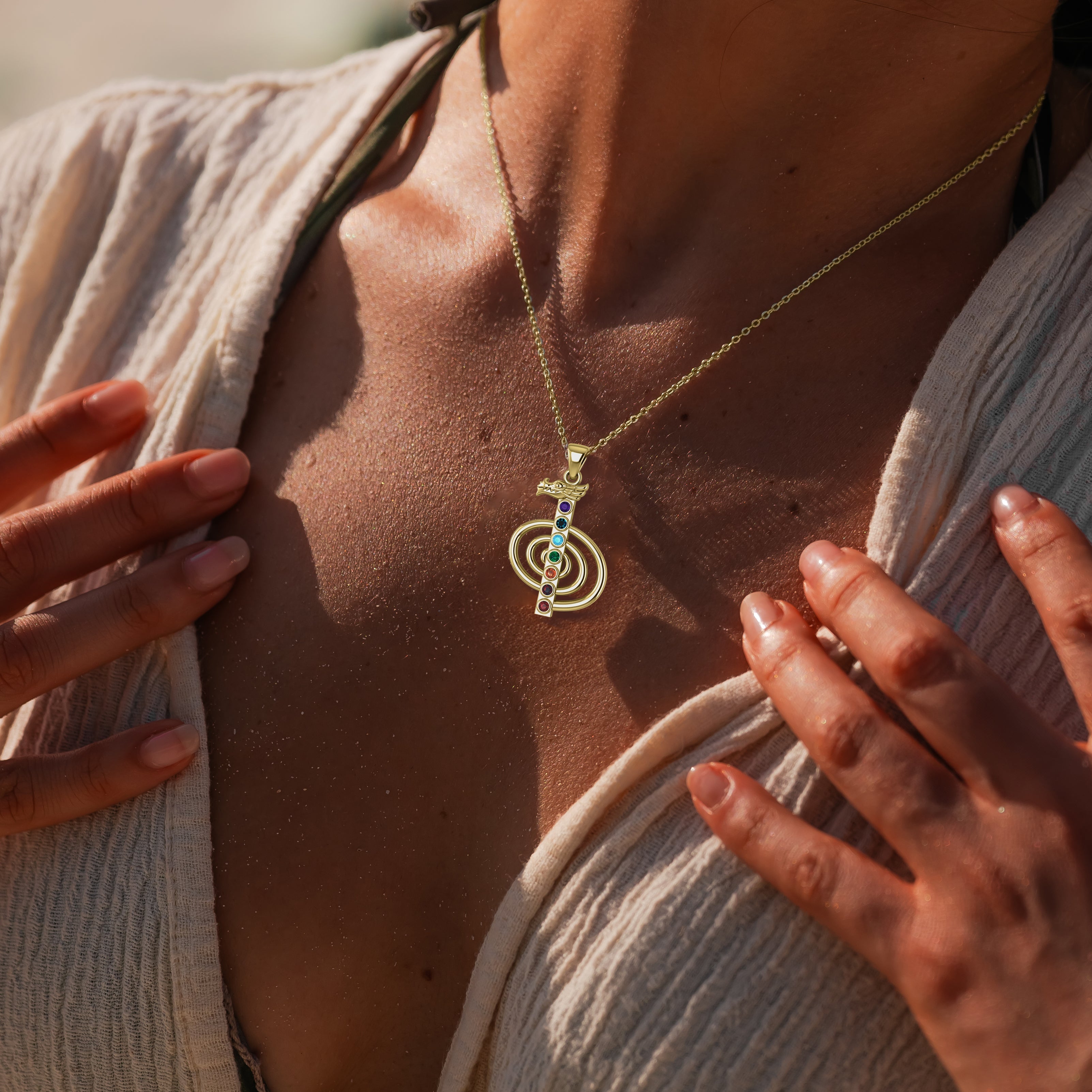 Ciondolo Reiki Cho Ku Rei – Simbolo Sacro In Acciaio Inossidabile – Gioiello Energetico Unisex (Oro O Argento)