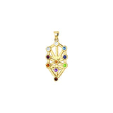 Kabbalah with Chakra Gemstone Solid Gold Pendant GPD5074