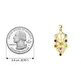 Kabbalah with Chakra Gemstone Solid Gold Pendant GPD5074
