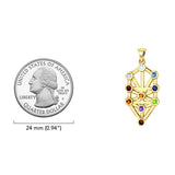 Kabbalah with Chakra Gemstone Solid Gold Pendant GPD5074