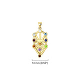 Kabbalah with Chakra Gemstone Solid Gold Pendant GPD5074