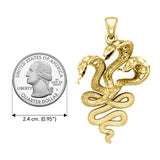 Fierce and Ferocious Solid Yellow Gold Three Headed Cobra Pendant GPD5092
