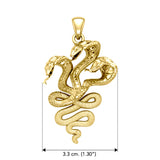 Fierce and Ferocious Solid Yellow Gold Three Headed Cobra Pendant GPD5092