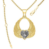Gemstone Heart Angel Wings Yellow Gold Pendant GPD5169 - Jewelry