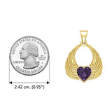 Gemstone Heart Angel Wings Yellow Gold Pendant GPD5169 - Jewelry