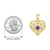 Yellow Gold Geometric Heart Flower of Life Pendant with Gemstone GPD5282 - Jewelry