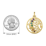 Sun and Moon Solid Yellow Gold Pendant with Chakra Gemstone GPD5290