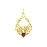 Celtic Knotwork Yellow Gold Pendant with Heart Gemstone GPD5292