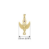 Solid Yellow Gold Winged Goddess Pendant With Inlaid Recovery Symbol GPD5321