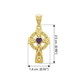Celtic Cross Yellow Gold Pendant with Heart Gemstone GPD5337 - Jewelry