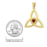 The Celtic Trinity Knot 14 Karat Yellow Gold Pendant with Heart Gemstone GPD5342 - Jewelry