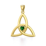 The Celtic Trinity Knot 14 Karat Yellow Gold Pendant with Heart Gemstone GPD5342 - Jewelry
