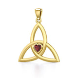 The Celtic Trinity Knot 14 Karat Yellow Gold Pendant with Heart Gemstone GPD5342 - Jewelry