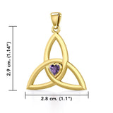 The Celtic Trinity Knot 14 Karat Yellow Gold Pendant with Heart Gemstone GPD5342 - Jewelry