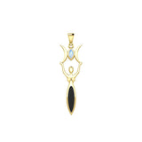 Triple Goddess with Marquise Gemstone Solid Yellow Gold Pendant GPD5659 - Jewelry