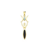 Triple Goddess with Marquise Gemstone Solid Yellow Gold Pendant GPD5659 - Jewelry
