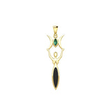 Triple Goddess with Marquise Gemstone Solid Yellow Gold Pendant GPD5659 - Jewelry