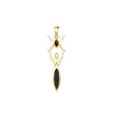 Triple Goddess with Marquise Gemstone Solid Yellow Gold Pendant GPD5659 - Jewelry