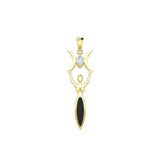Triple Goddess with Marquise Gemstone Solid Yellow Gold Pendant GPD5659 - Jewelry