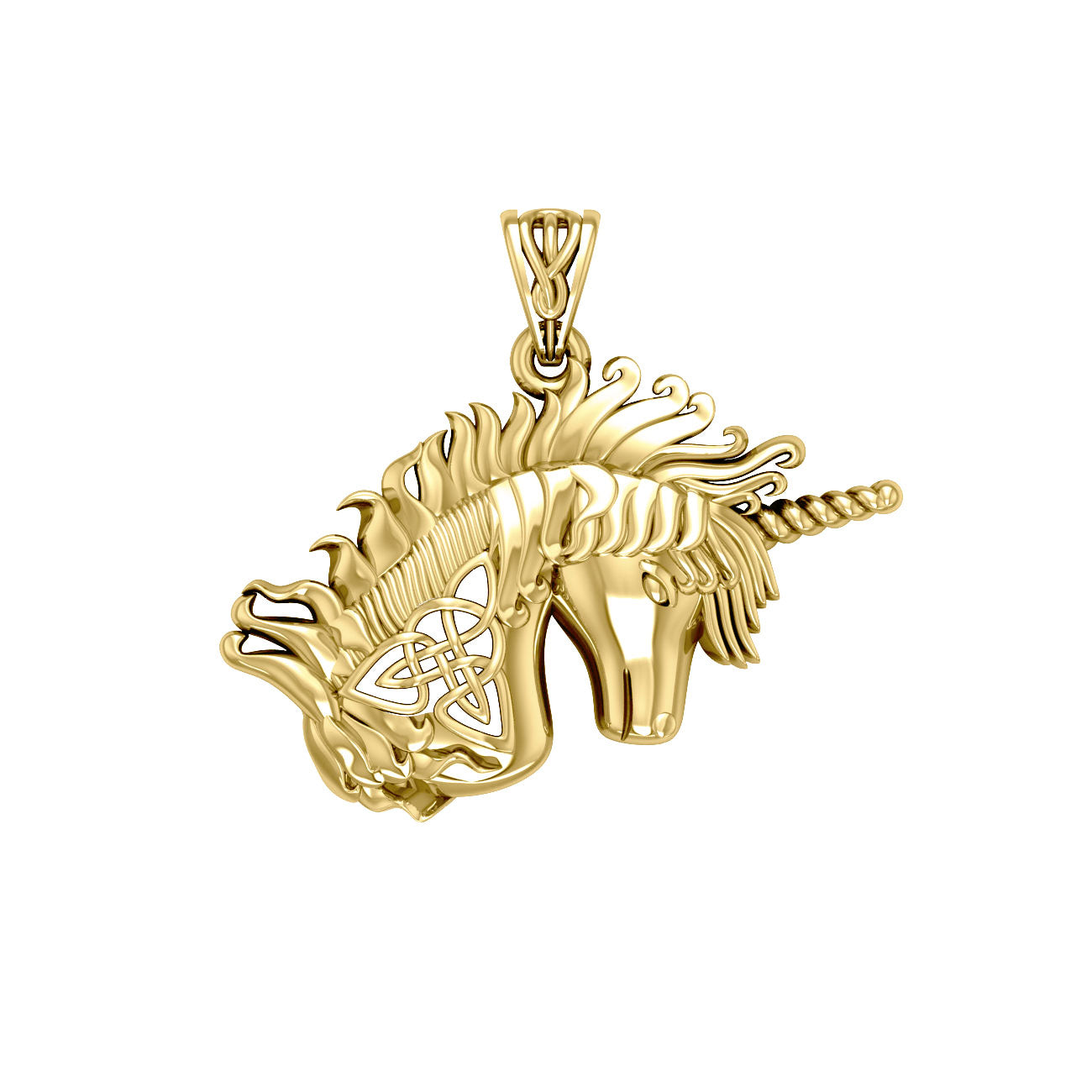 Celtic Unicorn Solid Gold Pendant GPD5663