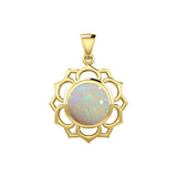 Chakra Solid Yellow Gold Pendant with Large Stone GPD5687