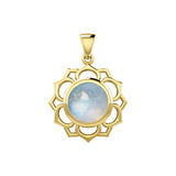 Chakra Solid Yellow Gold Pendant with Large Stone GPD5687