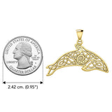 Celtic Filigree Dolphin Solid Yellow Gold Pendant GPD5699