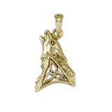 Celtic Howling Wolf Solid Gold Pendant GPD5717