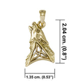 Celtic Howling Wolf Solid Gold Pendant GPD5717 - Jewelry