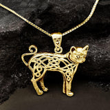 Celtic Cat Solid Gold Pendant GPD5737 - Jewelry