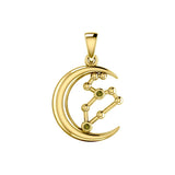 Crescent Moon and Leo Astrology Constellation Solid Yellow Gold Pendant GPD5770 - Jewelry