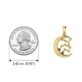 Crescent Moon and Virgo Astrology Constellation Solid Yellow Gold Pendant GPD5771 - Jewelry