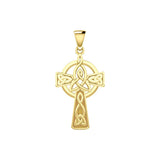 Celtic Cross with Trinity Knot Solid Yellow Gold Pendant GPD5809