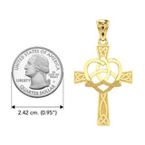 Celtic Cross with Trinity Heart Solid Yellow Gold Pendant GPD5810