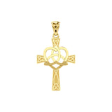 Celtic Cross with Trinity Heart Solid Yellow Gold Pendant GPD5810