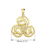 Dragon with Triskele Solid Yellow Gold Pendant GPD5819 - Jewelry