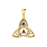 Celtic Trinity Recovery Pendant Solid Yellow Gold with Gemstone GPD5842