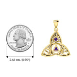 Celtic Trinity Recovery Pendant Solid Yellow Gold with Gemstone GPD5842