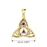 Celtic Trinity Recovery Pendant Solid Yellow Gold with Gemstone GPD5842